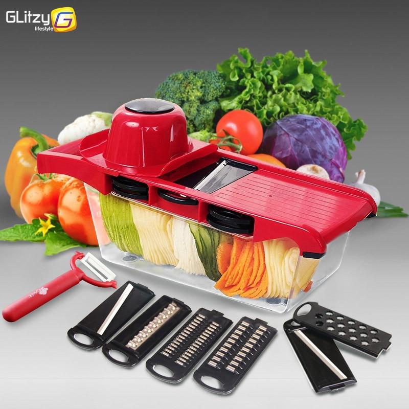 Multi-Blade Vegetable Slicer & Chopper – 6 Interchangeable Blades