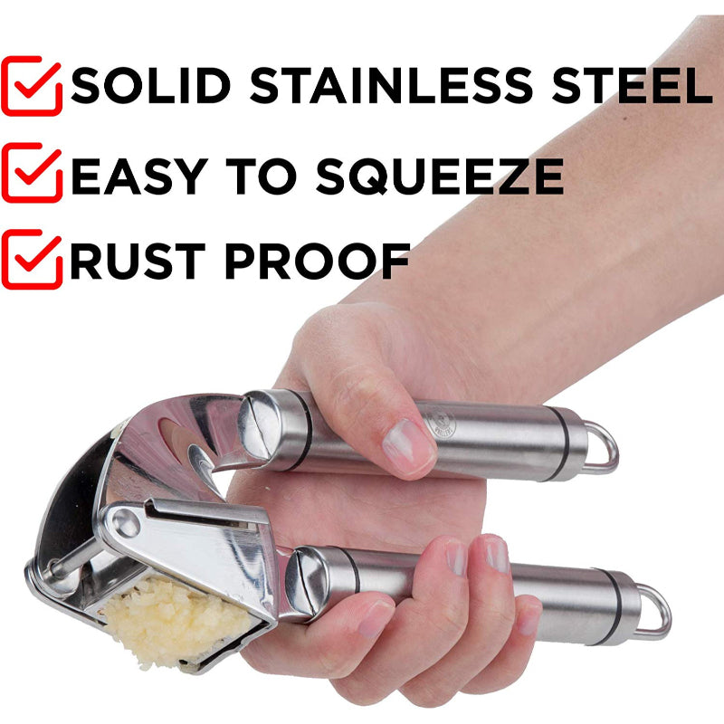 Stainless Steel Garlic Press – Manual Mincer & Crusher