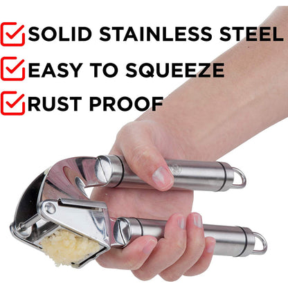 Stainless Steel Garlic Press – Manual Mincer & Crusher