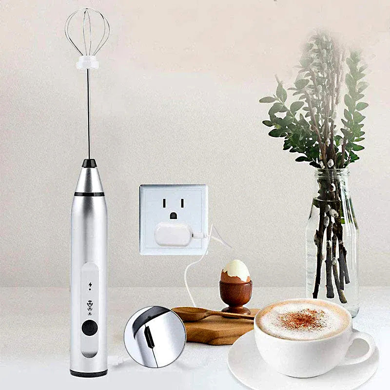 Electric Milk Frother & Egg Beater – Rechargeable 3-Speed Foam Maker