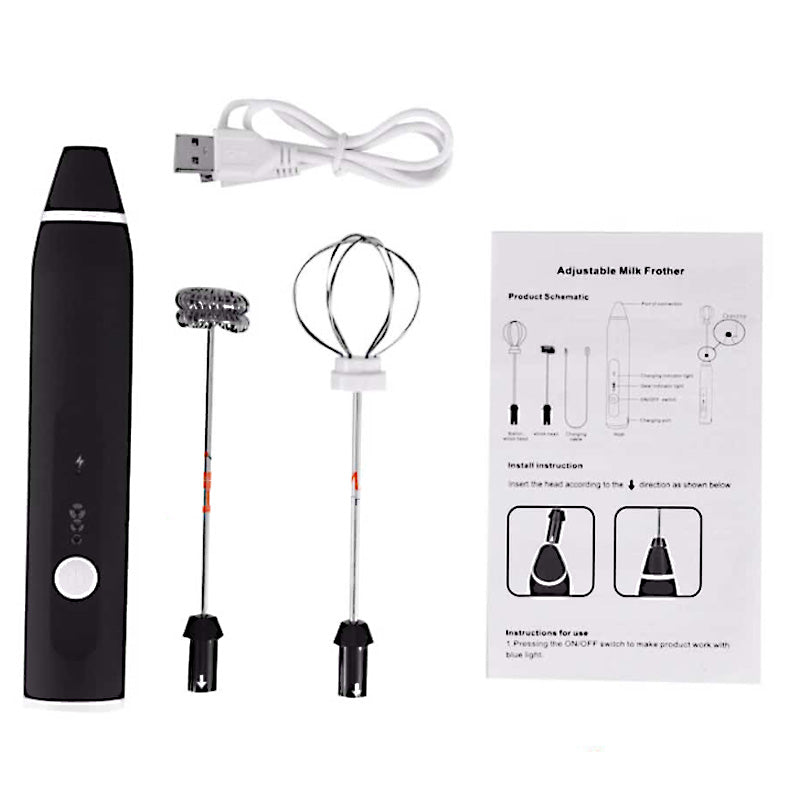 Electric Milk Frother & Egg Beater – Rechargeable 3-Speed Foam Maker