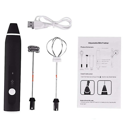 Electric Milk Frother & Egg Beater – Rechargeable 3-Speed Foam Maker