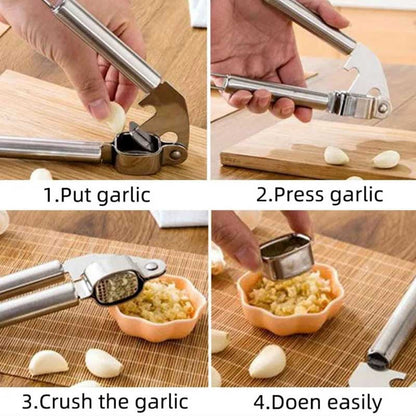 Stainless Steel Garlic Press – Manual Mincer & Crusher