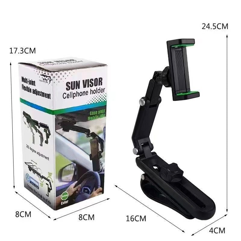 Universal Sun Visor Phone Holder – 360° Rotating Car Mount