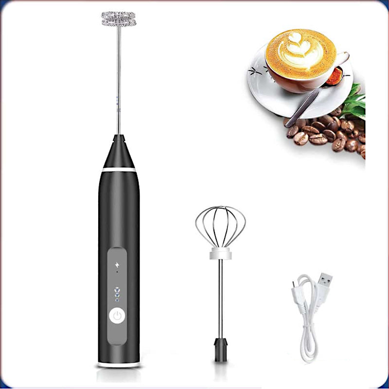 Electric Milk Frother & Egg Beater – Rechargeable 3-Speed Foam Maker