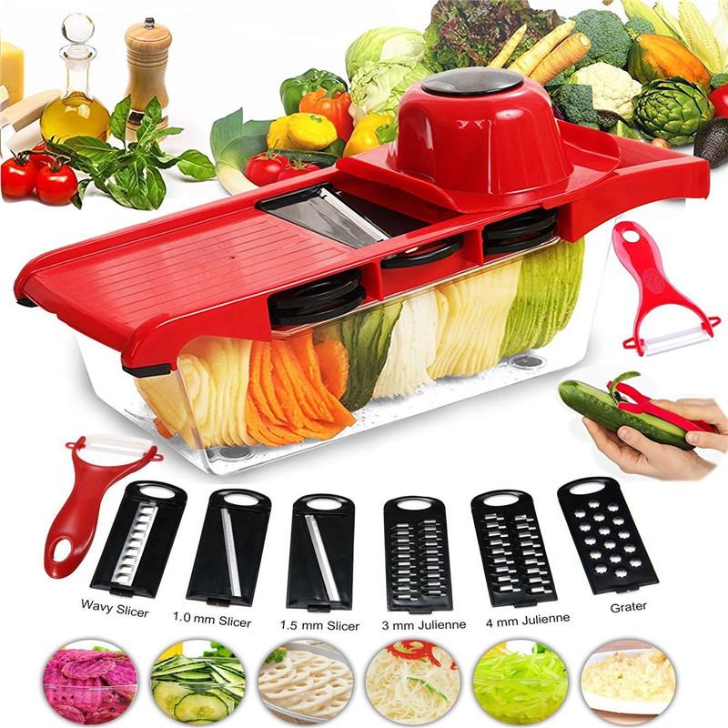 Multi-Blade Vegetable Slicer & Chopper – 6 Interchangeable Blades