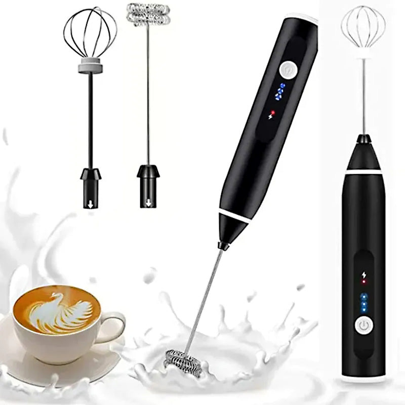 Electric Milk Frother & Egg Beater – Rechargeable 3-Speed Foam Maker
