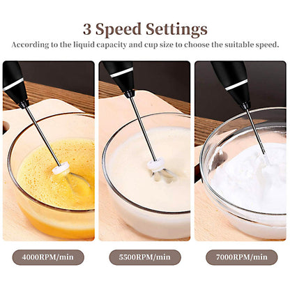 Electric Milk Frother & Egg Beater – Rechargeable 3-Speed Foam Maker
