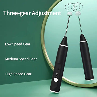 Electric Milk Frother & Egg Beater – Rechargeable 3-Speed Foam Maker