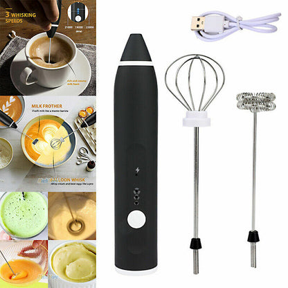 Electric Milk Frother & Egg Beater – Rechargeable 3-Speed Foam Maker